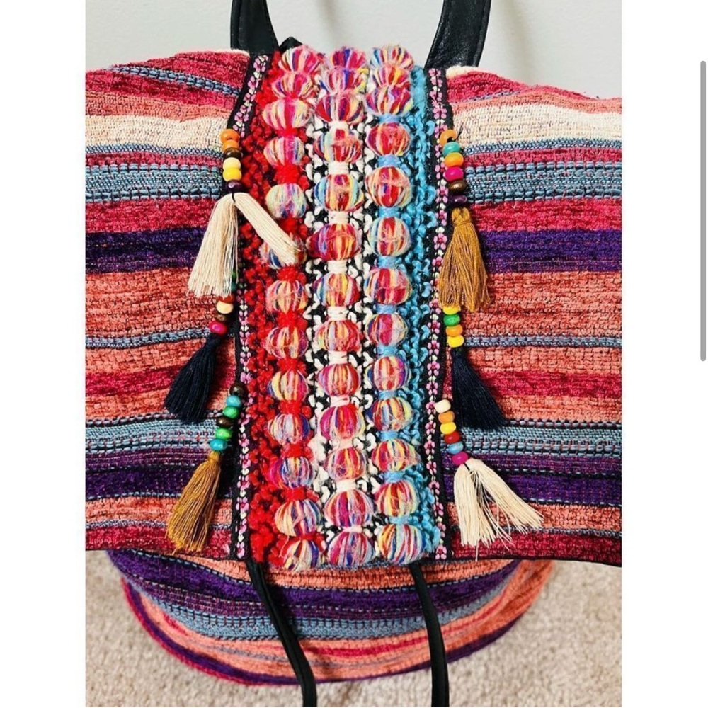 MIKA New York Textile Hippy Colorful Backpack - Picture 3 of 8
